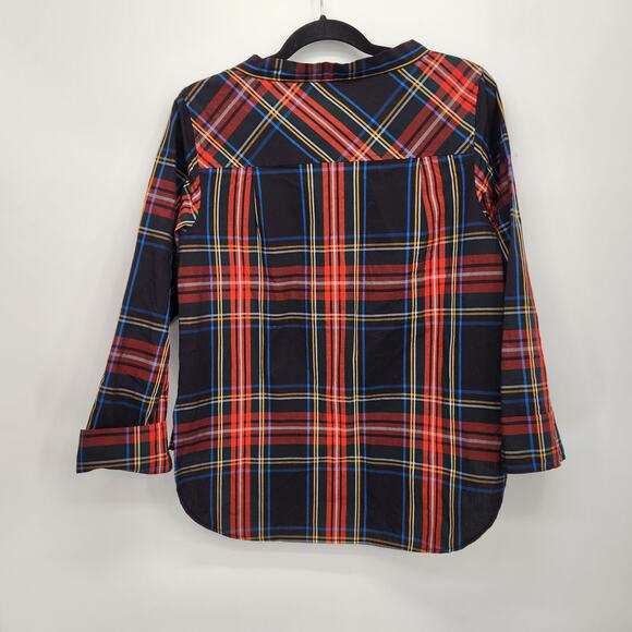 J.Crew Plaid Funnelneck Shirt in Stewart tartan with Jeweled Buttons Women's 4 - Picture 11 of 12